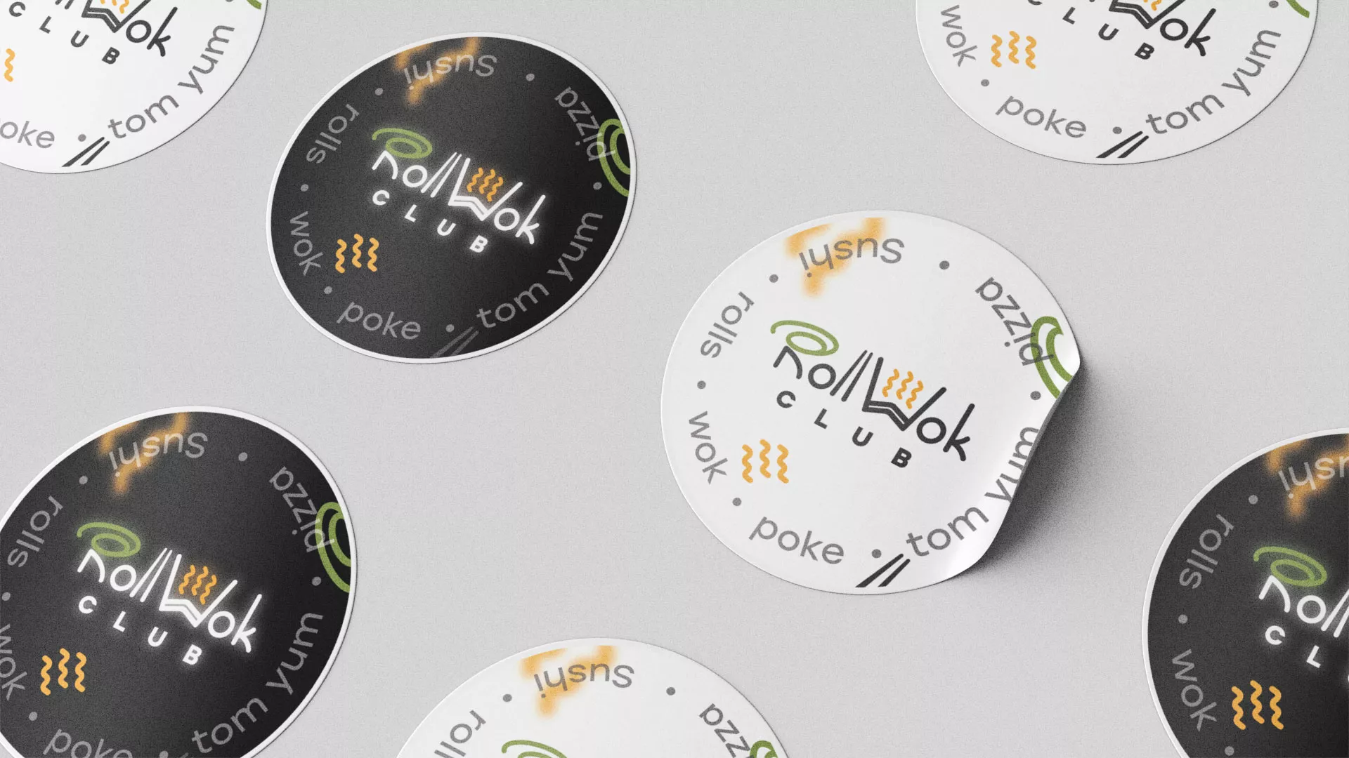 Разработка наклеек для суши-бара «Roll Wok Club» в Гавриловом Посаде
